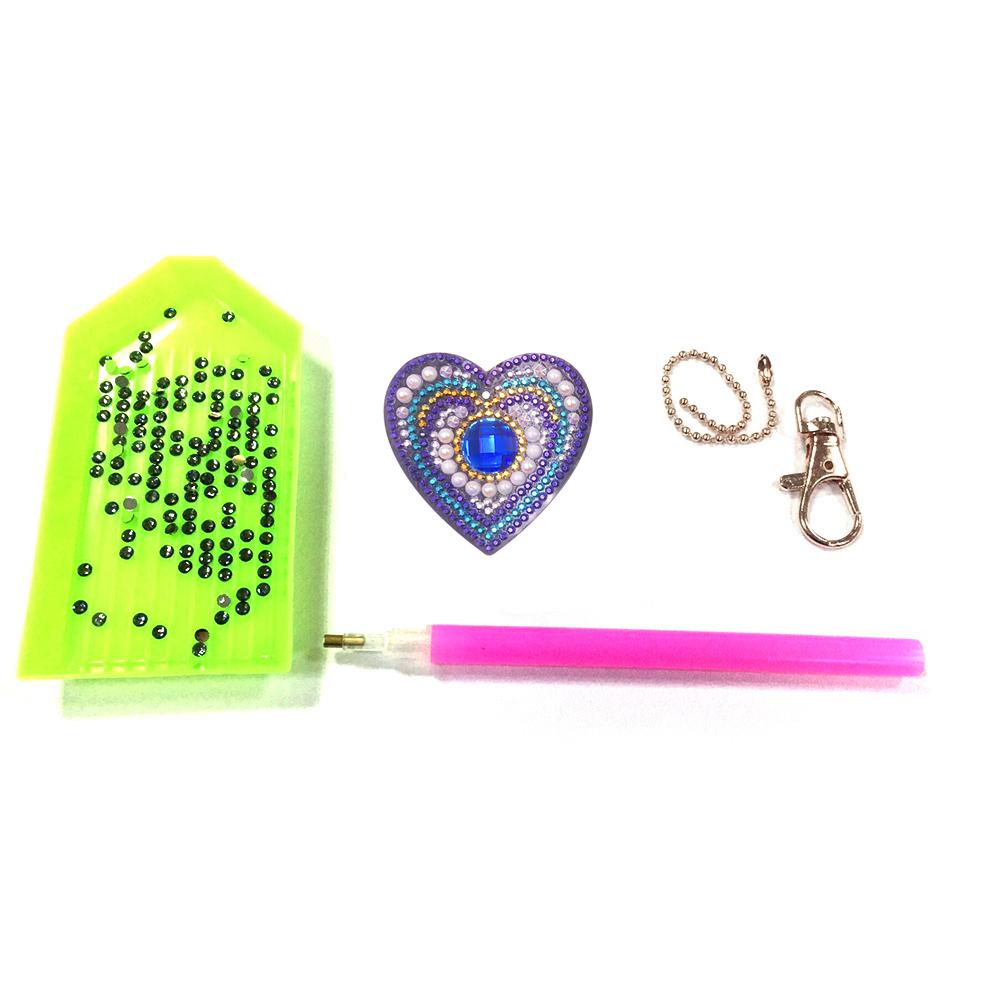 5pcs DIY Diamond Painting Keychain Full Drill Love Resin Bag Pendant Decoration