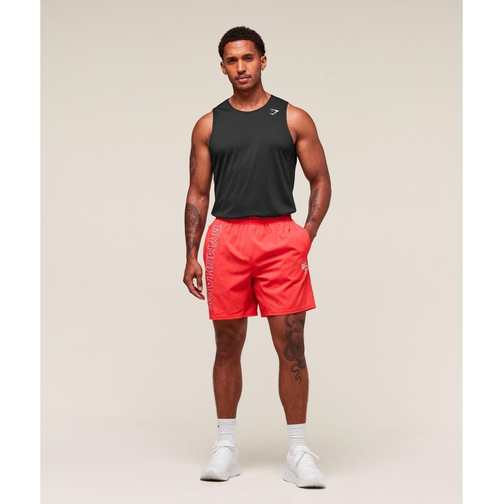 Gymshark Hybrid Athlete 7  Shorts Coral Red A2c2c Rb0y
