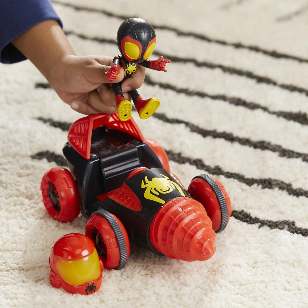 Hasbro Marvel Spidey en Vrienden Web Spinner met Boor Spinner Miles met Auto en Actie Leeftijden F7253 Morales Spider-Man, Accessoires, 4-inch (10 cm)