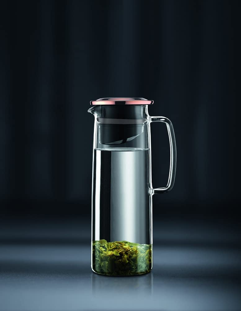 BODUM BIASCA Iced Teapot, 1200ml, Copper, for Black Tea, Green Tea, Chinese Tea, Herbal Tea, and Fruit Tea, with Stainless Steel Filter and Glass