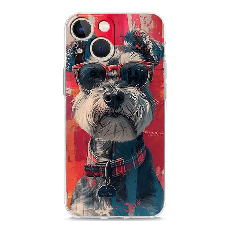 Cartoon Schnauzer Dog Phone Case For iPhone 11 Cases iPhone 15 12 13 14 16 Pro Max X XR XS 14 15 Plus 16Pro iPhone16 Clear Cover