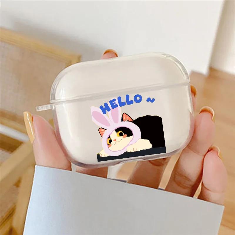 Cute Cartoon Black Cat Earphone Case for Airpods 4th 3rd 2 Pro Soft Cover for Airpod 2 3 1 Protective Accessorie Shell Fundas