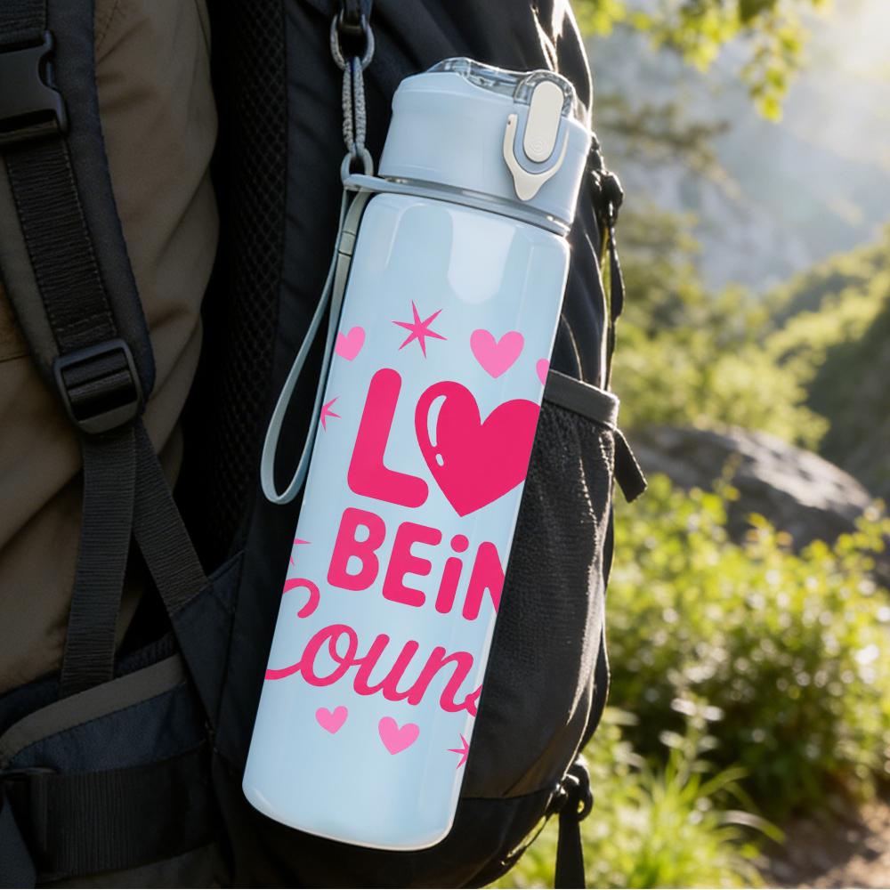 1PC Love Being Counselor Text Graphic,750ml Color Plastic Sports Water Bottle,Leakproof Flip Straw Lid,Suitable for Sports Office Home Use