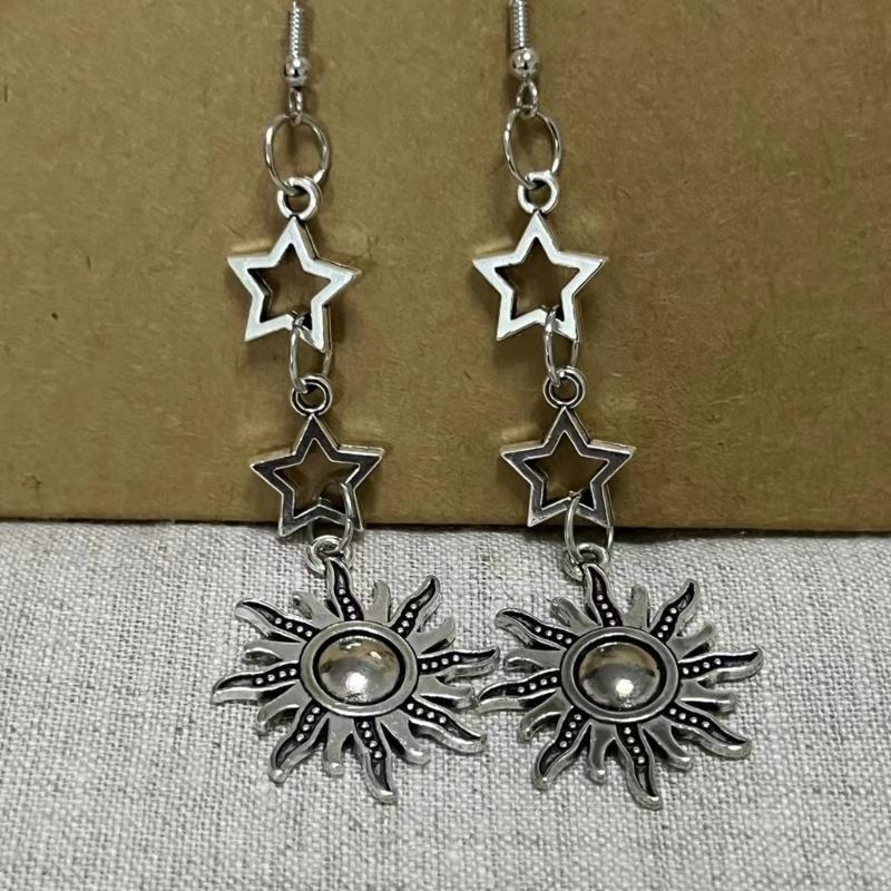 Sweet Cool Dangle Earrings Simple Hollow Star Pendant Drop Earrings Statement Jewelry Fashion Small Hoop Earrings