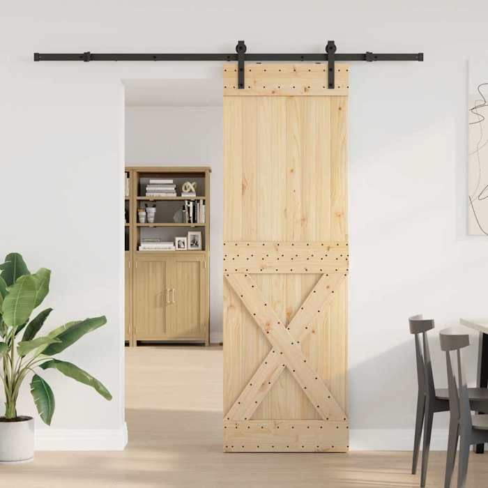 VidaXL Sliding Door and Hardware Kit 70x210 Cm Solid Pine 3332754