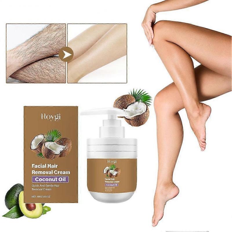 Gentle Hair Removal Cream For Sensitive Skin With Coconut Oil Fast Acting Smooth Hair Remover For All Body Areas Easy Rinse 100g