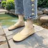 Fashion Leather Casual Women's Flat Shoes Round Toe With Heel Formal Chic and Elegant Slip On Point Popular 2025 Summer Ladies Footwear