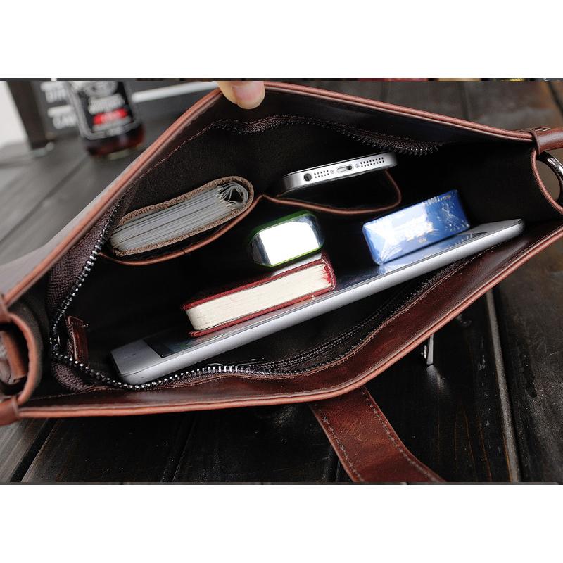 Crazy Horse Leather Men's One-shoulder Crossbody Bags Korean Casual Small Hanging Bag Horizontal Retro Men's Bag