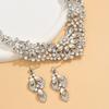 Vintage Necklace Earrings Set Women Leaves Flowers Rhinestone Bridal Accessories