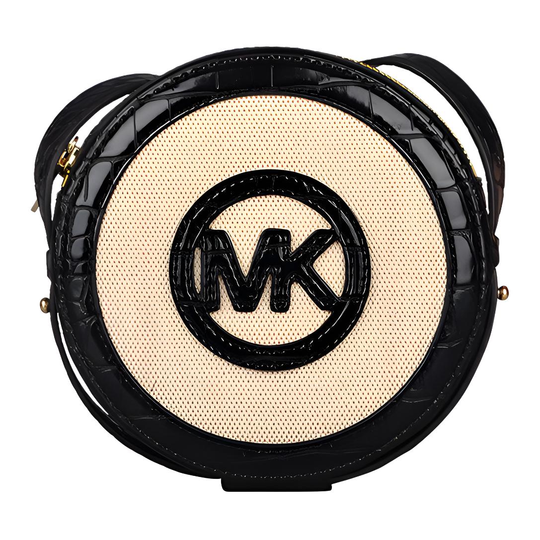 

New MICHAEL KORS Aidy Fabric With Leather Crossbody Bags Women s Black White 35T1GUWC0C-BLACK 16.5*4.6*16.5CM