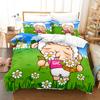 Cartoon Sheep Duvet Cover Set Cute White Sheep Flowers Pattern King Queen Full Size for Kids Boy Girl Gift Polyester Bedding Set