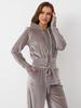 Women's Casual Zip-Up Hoodie with Drawstring Pants 2-Piece Set, Solid Color Silver Fox Fleece Tracksuit
