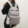Large Capacity Student Schoolbag Solid Color Women Backpack Men Travel Backpack