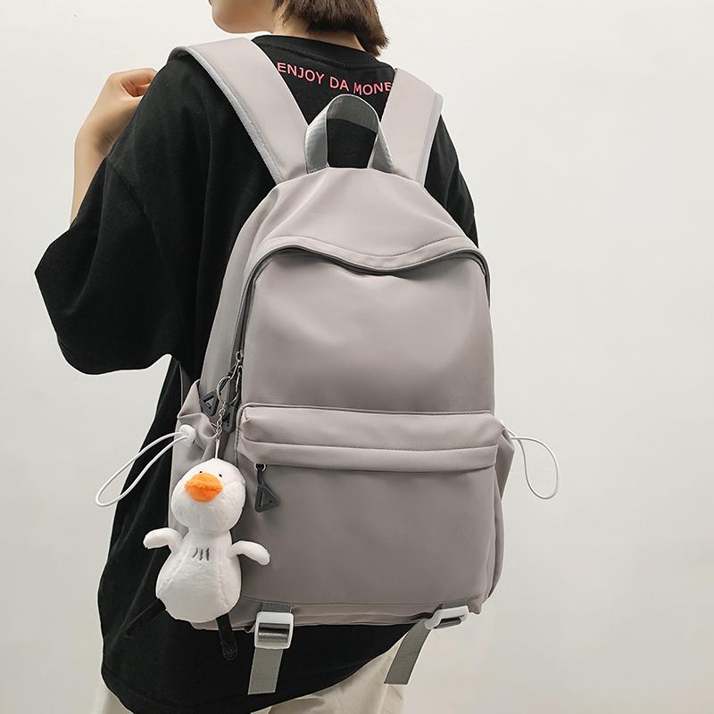 Large Capacity Student Schoolbag Solid Color Women Backpack Men Travel Backpack