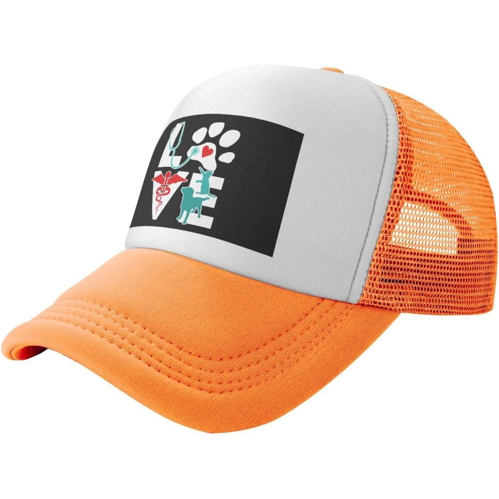 Veterinarian Love Graphic Trucker Hat Mesh Baseball Snapback Cap Unisex Outdoor Adjustable