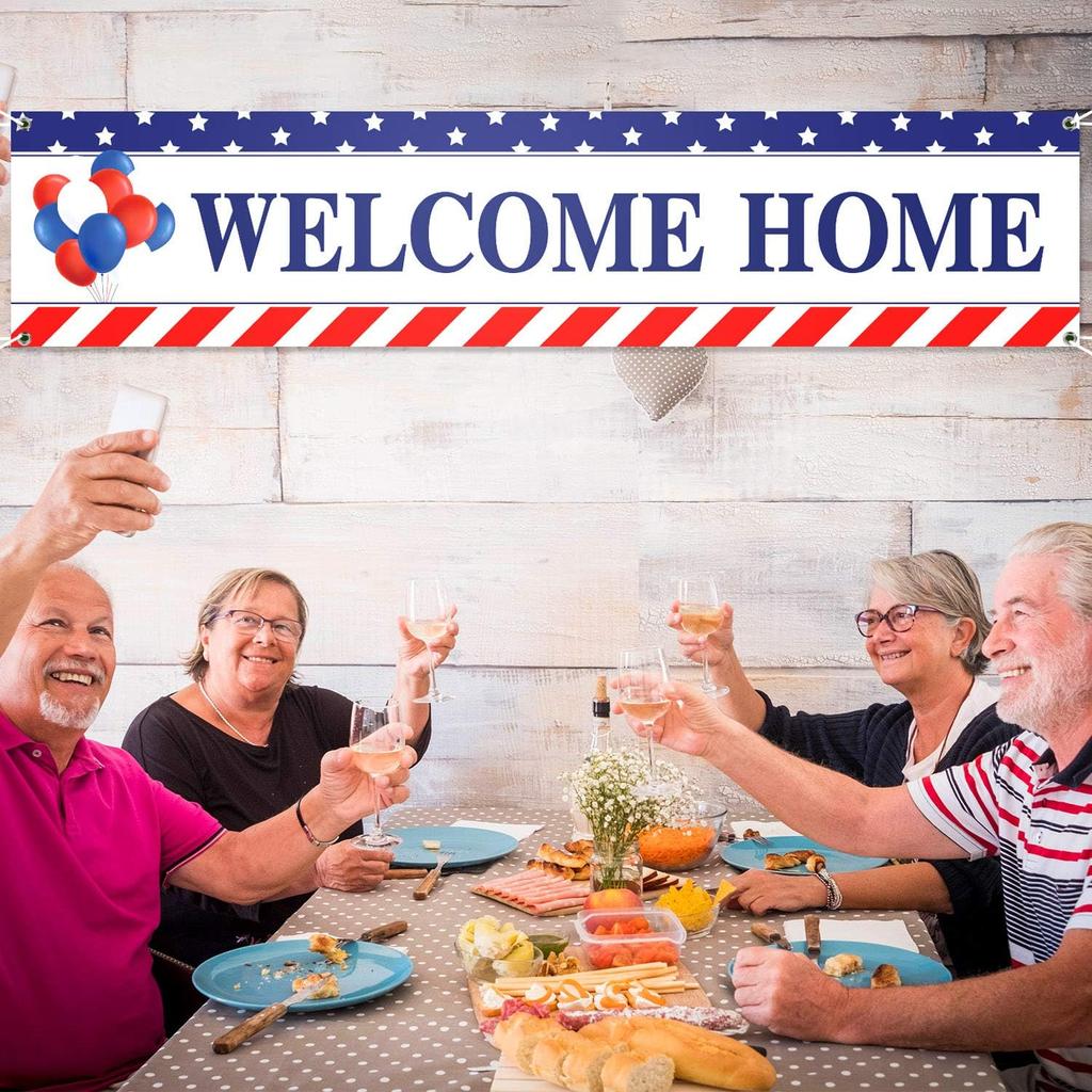 Blulu Welcome Home Banner Decoration 71 x 15.7 Inches Large Welcome Back Home Yard Sign for Outdoor Memorial Day Patriotic Labor Day Homecoming