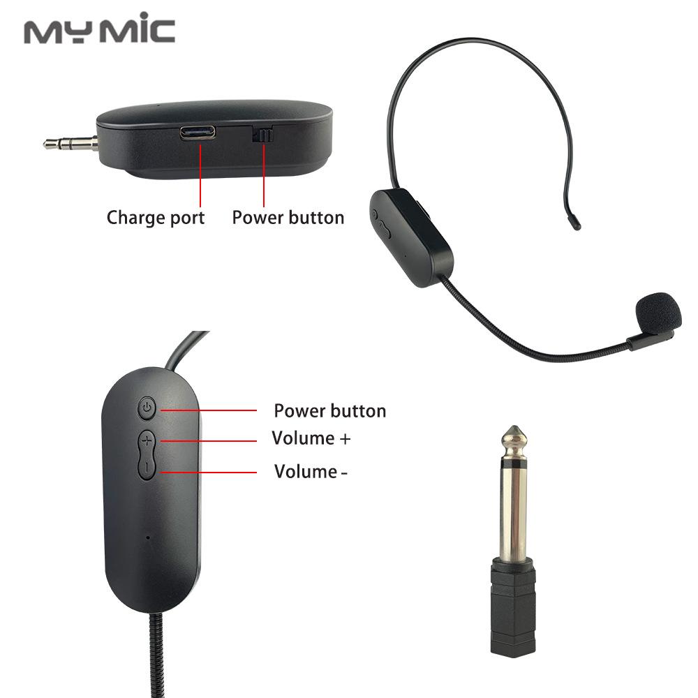 2.4G Wireless Mic & Amplifier: Bluetooth Headset for Teaching, Stage, Phone, Computer