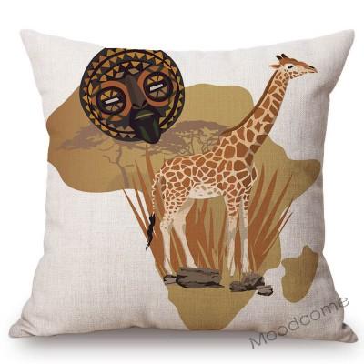 Nordic Africa Map African Tribe Designs Home Decorative Sofa Pillow Case Cotton Linen Wild Life Animal Office Chair Pillow Cover