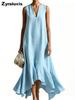 New Fashion Deep V Neck Sleeveless Slim Fit A-Line Dress with Irregular Hem