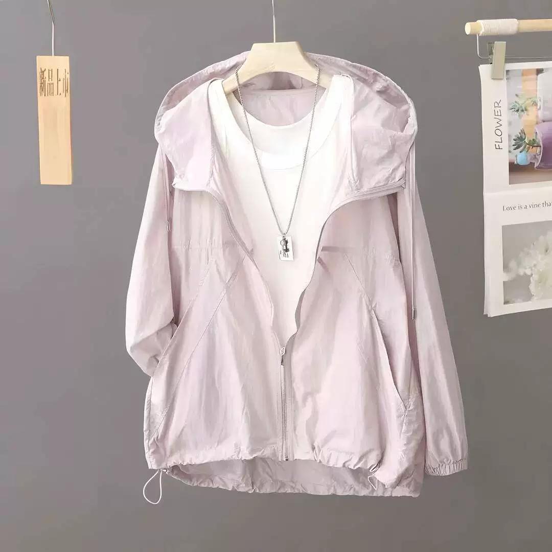 

Summer Women s Zipper Solid Color Sunscreen Jacket Outdoor Travel Fishing Mountaineering Cycling Jacket 2XL фіолетовий
