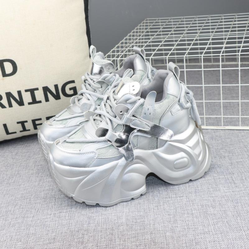 Fashion 12CM Air Mesh Synthetic Microfiber Women Shoes Breathable Vulcanize Leather Casual High Brand Summer Platform Sneakers