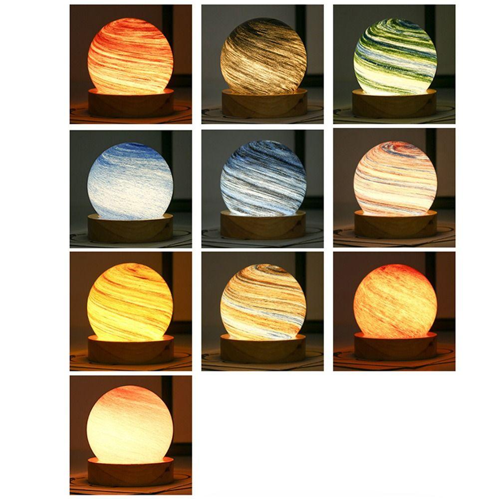 Luminous Glass Sphere 80MM LED Night Light USB Plug In Mini Planet Table Lamp Crystal Ball Girls