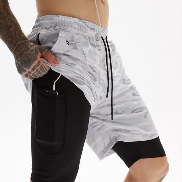 Laufshorts Herren Fitness Gym Training Sporthosen Schnelltrocknend Workout Gym Sport Joggen Double Deck Sommer Herrenshorts
