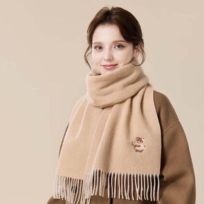 Women's Thick Wool Scarf with Cute Animal Design