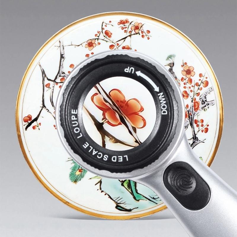 30x Magnification Jewelry Authenticity Tool With 4 Color LED Lighting Rechargeable Handheld Magnifier For Antique Coin Stamps Inspection