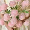 Three-Headed Soft Touch Artificial Green Pom-Pom Flower for Floral Arrangements