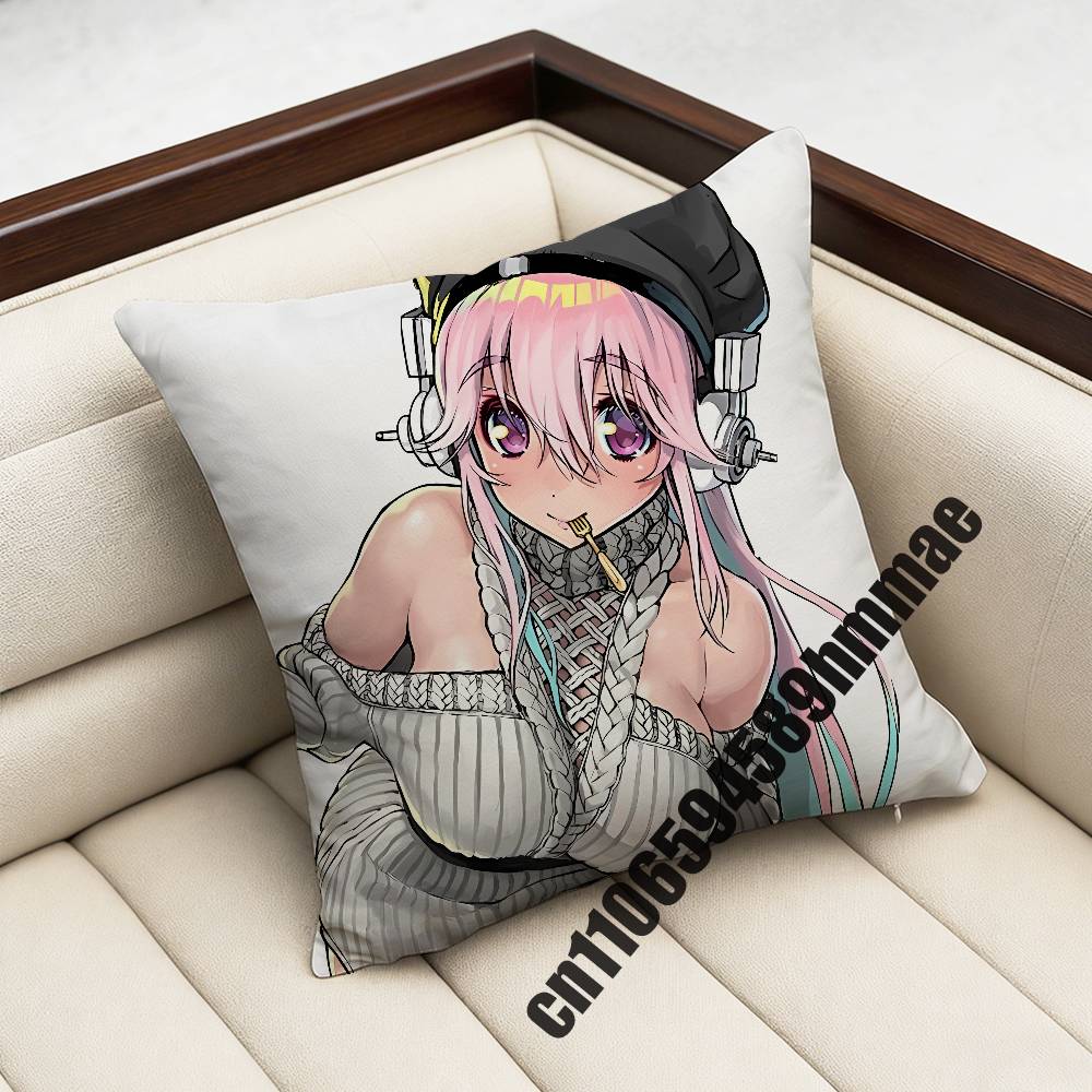 Cartoon Virtual Singer SSuper Sonico Throw Pillow Case Sham For 45x45cm 40x40cm Square Car Pillowcase Pad Cushion Cover 30x30cm