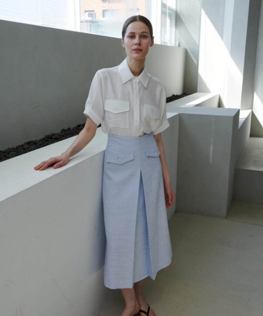 Owaiwai Cation Tweed Skirt_Sora