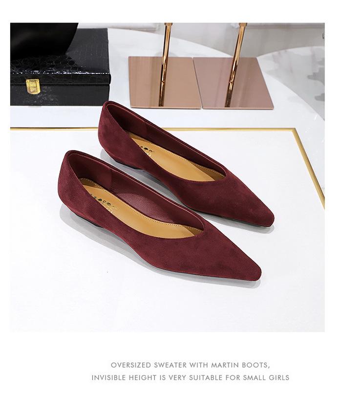 Korean Style Women's Wedge Heel Suede Pointed Toe Shoes - Comfortable & Versatile