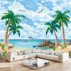 Paysage Naturel Cocotier Plage Vue sur la Mer Papiers Peints Muraux 3d Décoration de Maison Décor de Chambre Papier Peint