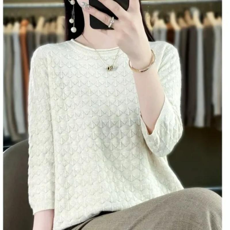 XS-6XL Plus Size Thin Knit Sweater Spring and Autumn Tops Female Mothers Autumn and Summer One-fold Lightweight Sweater Women
