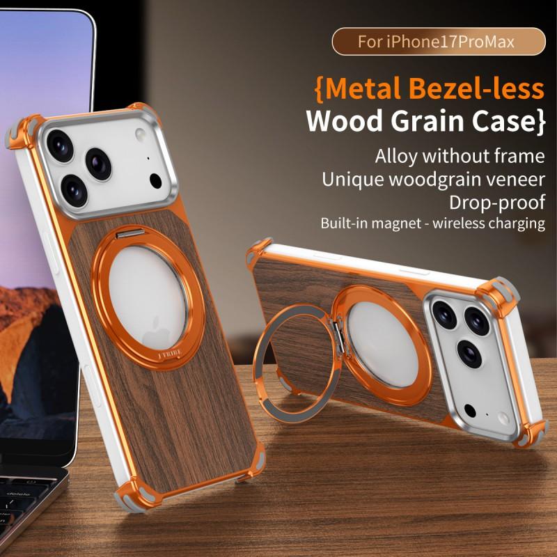 Magnetischer Metall-Drehständer Walnuss-Handyhülle iPhone 17 Pro Max 16 15 Stoßfest Wärmeableitung Kratzfest