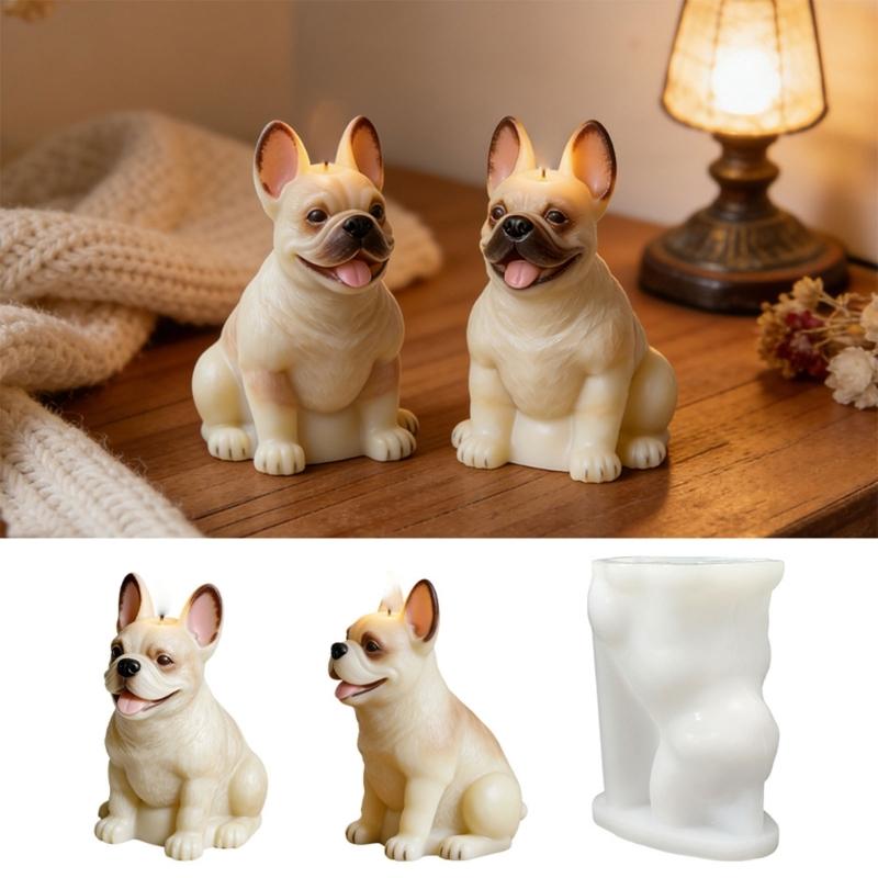 Creative French Bulldog Silicone Candle Mould For Customes Aromatherapys And Decoration