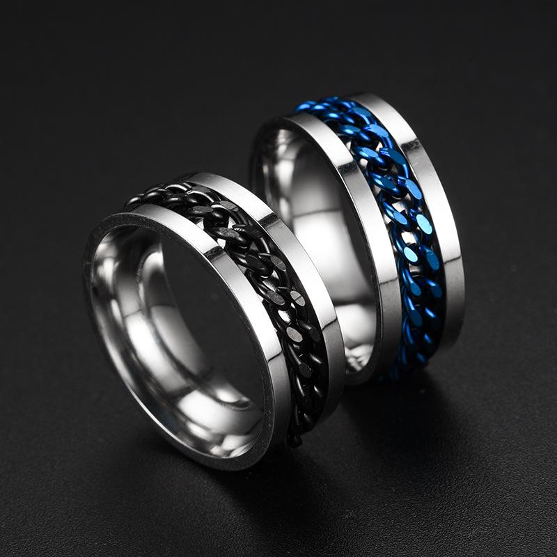 Bague rotative en acier titane pour hommes et femmes