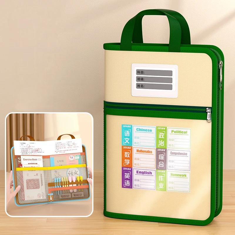 L-shaped A4 File Bag Large Capacity 4 Layers Stationery Storage Bag Transparent Mesh File Organizer School Supplies