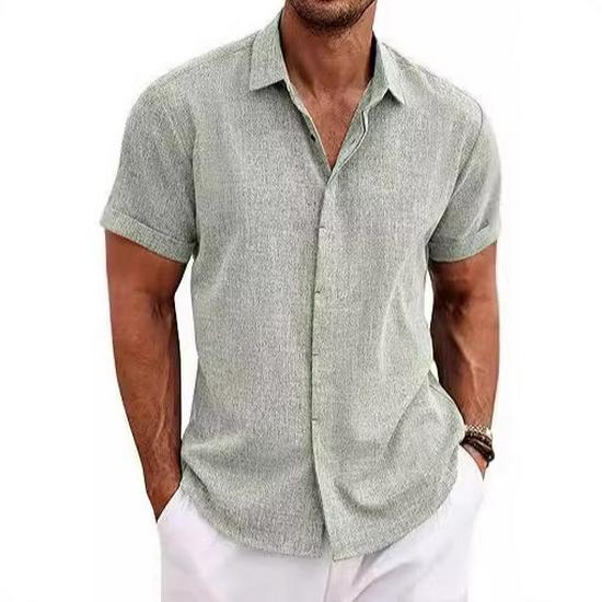 2024 Herren Freizeit Kurzarm Button-Down Strandhemd