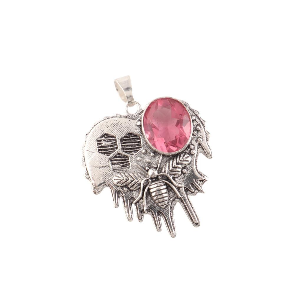 Pink Tourmaline Gemstone 925 Sterling Silver Jewelry Pendant 1.49" Gift For Wife CP-28-16
