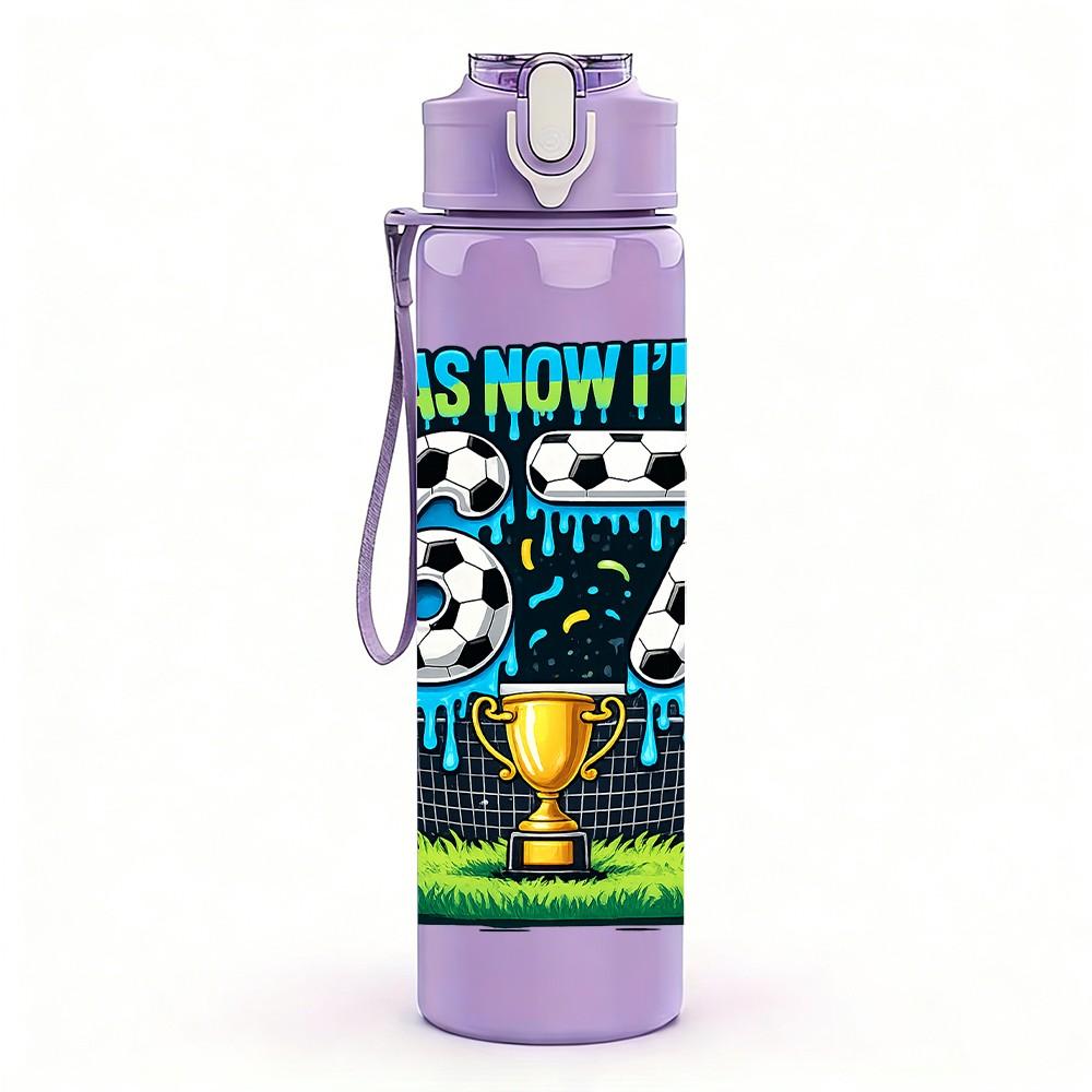 1PC 677 Trophy Sport Badge Print 750ml Color Plastic Sports Water Bottle Leakproof Flip Straw Lid Suitable for Sports Office Home Use