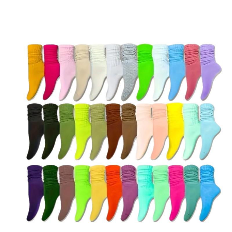 Candy Color Chunky Socks for Men and Women - Autumn/Winter Solid Slimming Long Socks