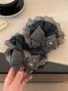 Korean Retro Gray Plaid Bow Lace Scrunchie - Oversized Hair Tie for Women, Suitable for Big Buns & Low Ponytails
