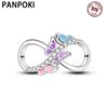Panpoki Copper Colorful Butterfly Unlimited Symbol Genuine Pendant Bracelets Charm Jewellery Party Bead DoItYourself Gift