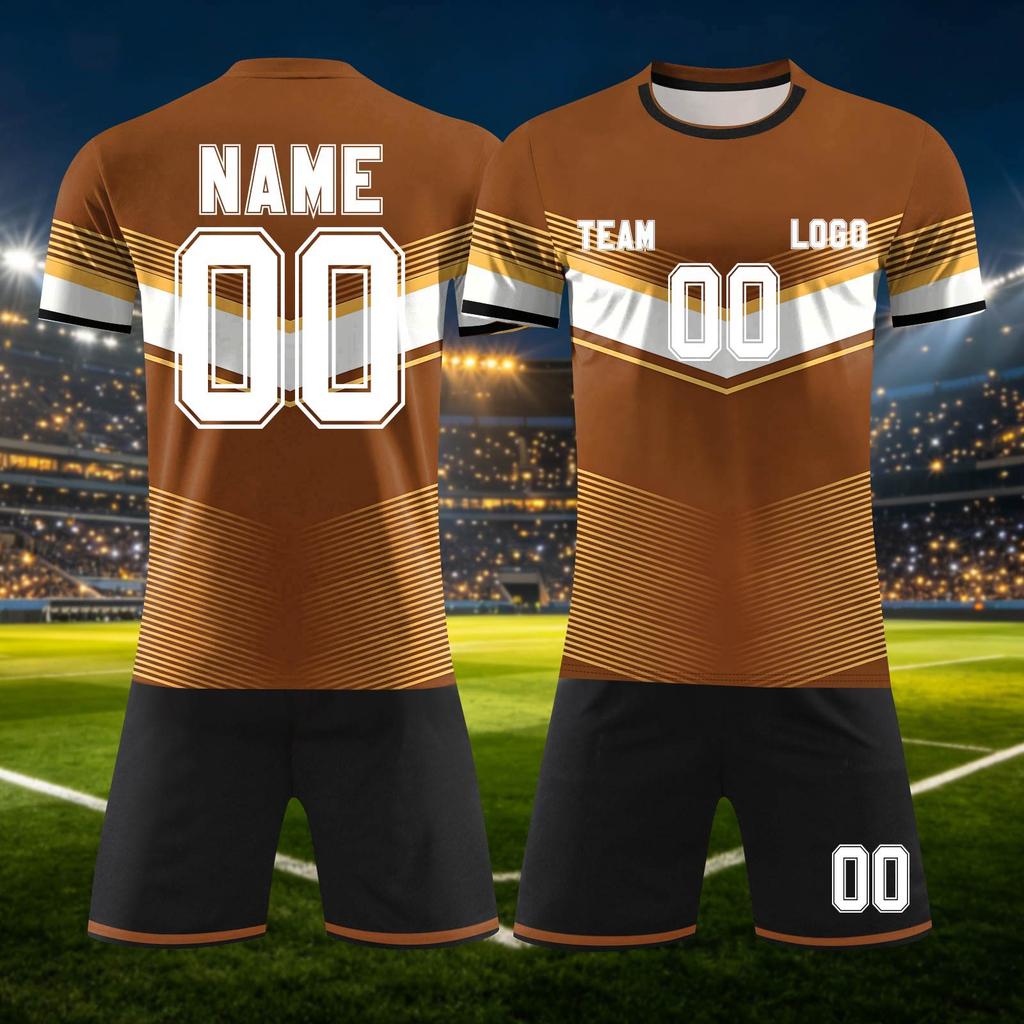 Anpassbares DIY Zweiteiliges Sporttrikot-Set: Kurzarmshirt und Shorts mit personalisiertem Nummernaufdruck für Teamuniformen