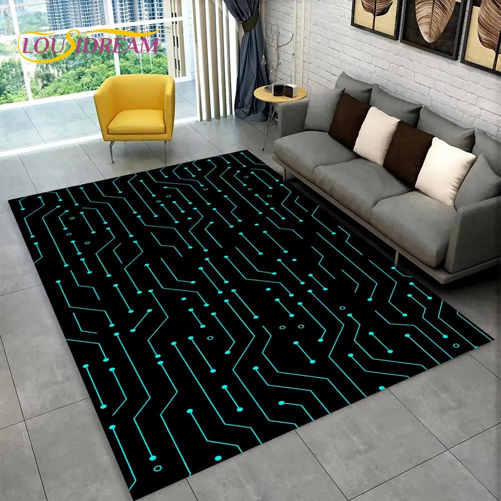 Chip Circuit Board 3D Area Rug,Carpet Rug for Home Living Room Bedroom Sofa Play Room Doormat Decor,Kid Game Non-slip Floor Mat