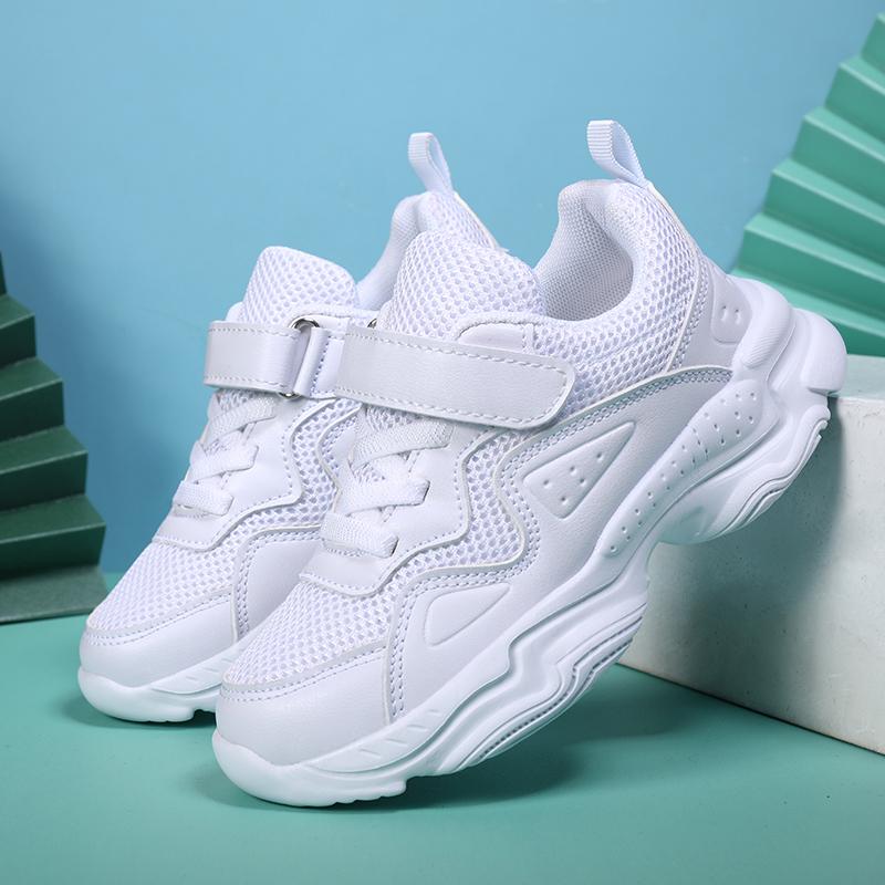 Boys Sneakers Leather Mesh Stitch Black White Breathable Comfortable Kids Shoes Running Sports Children Sneakers for Boy