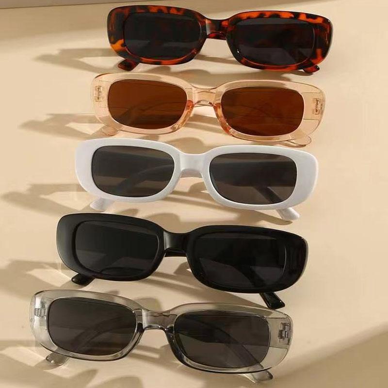 5Pcs Women Black White Gray Tortoiseshell Plastic Frame Small Square Shaped Beach Sunscreen Fashion Sunglasses