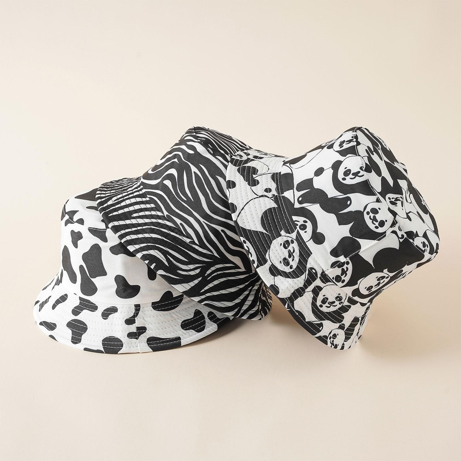 

(проектор)Рыбацкая шляпа с коровьим принтом Корейская версия всего Модная повседневная шляпа для путешествий с солнцезащитным кремом